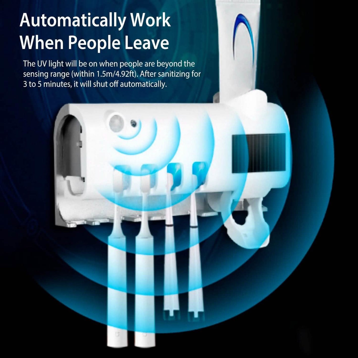 Wall Mounted Toothbrush Sanitizer Holder IR Induction UV Sanitization Rack DailySale