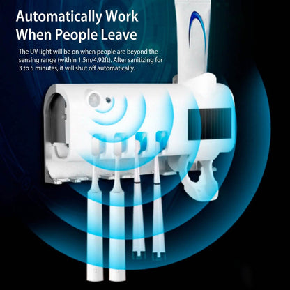 Wall Mounted Toothbrush Sanitizer Holder IR Induction UV Sanitization Rack DailySale