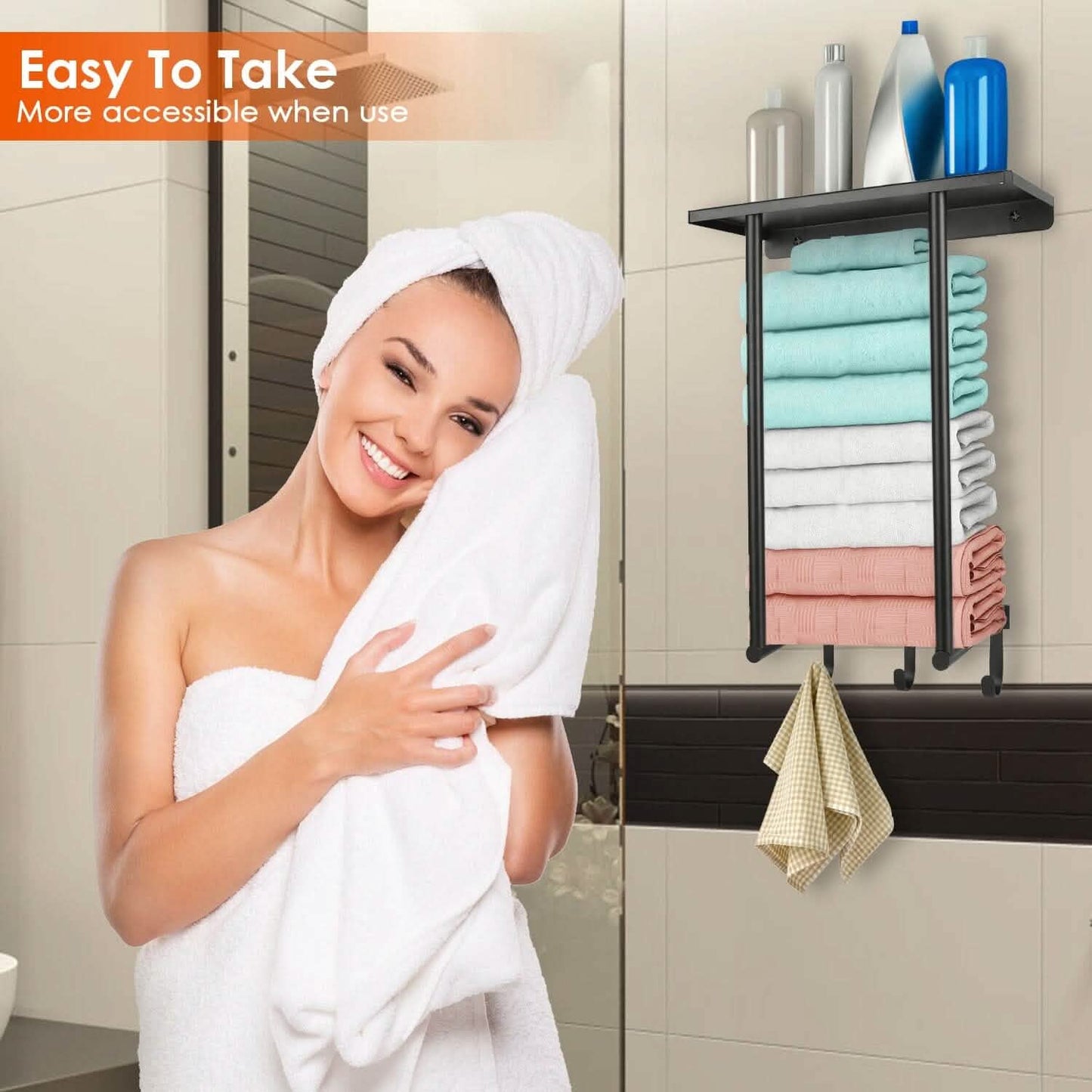 Wall Mounted Towel Rack for Rolled Towels DailySale