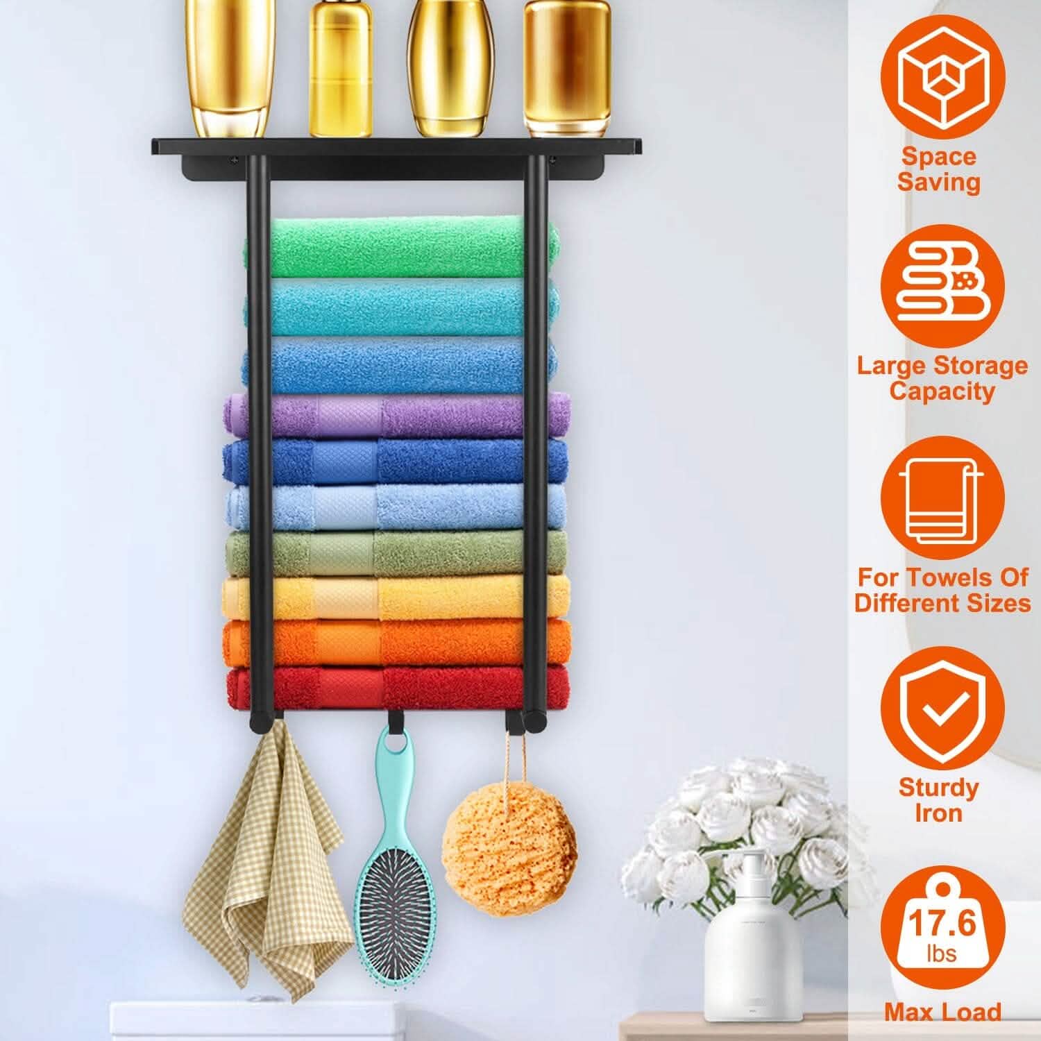 Wall Mounted Towel Rack for Rolled Towels DailySale