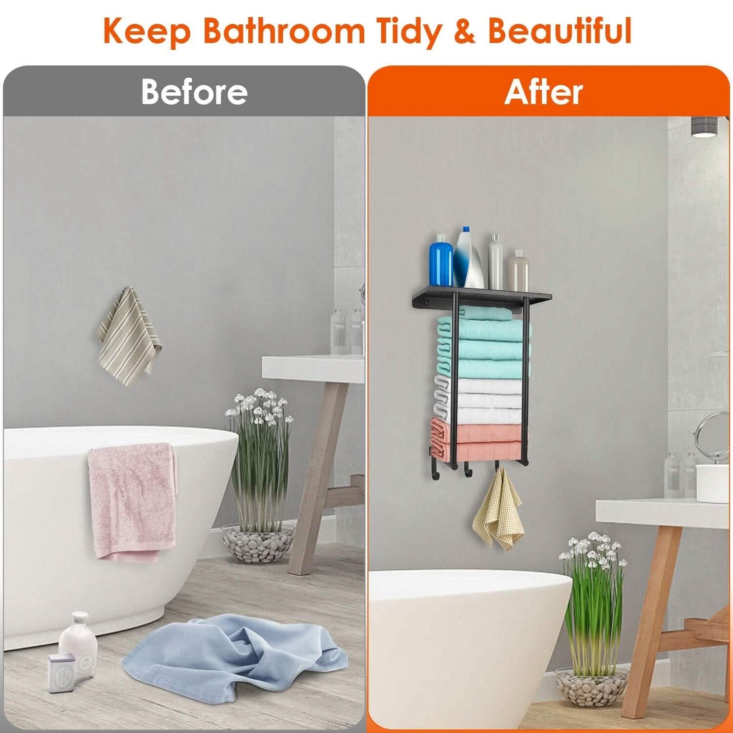Wall Mounted Towel Rack for Rolled Towels DailySale