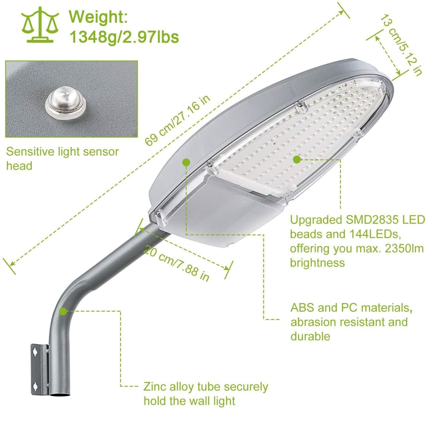 Wall Pack LED Lights 144LEDs Photocell Sensor Street Lamp IP65 Waterproof DailySale