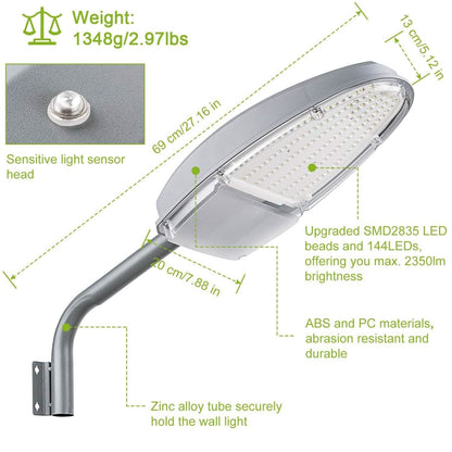 Wall Pack LED Lights 144LEDs Photocell Sensor Street Lamp IP65 Waterproof DailySale