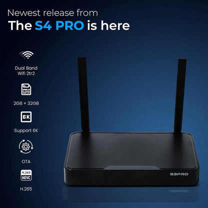 WALLECOM 2023 Latest S4 PRO Smart TV Box  (Refurbished) DailySale