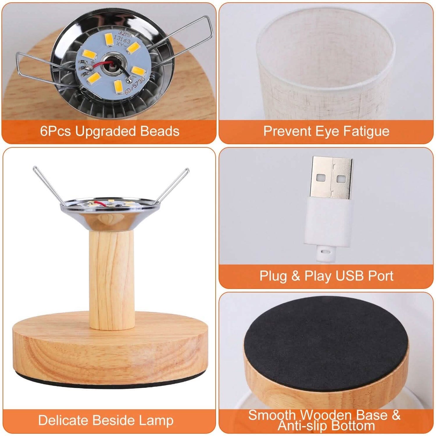 Warm White Nightstand Lamp USB Plug Modern Lantern DailySale