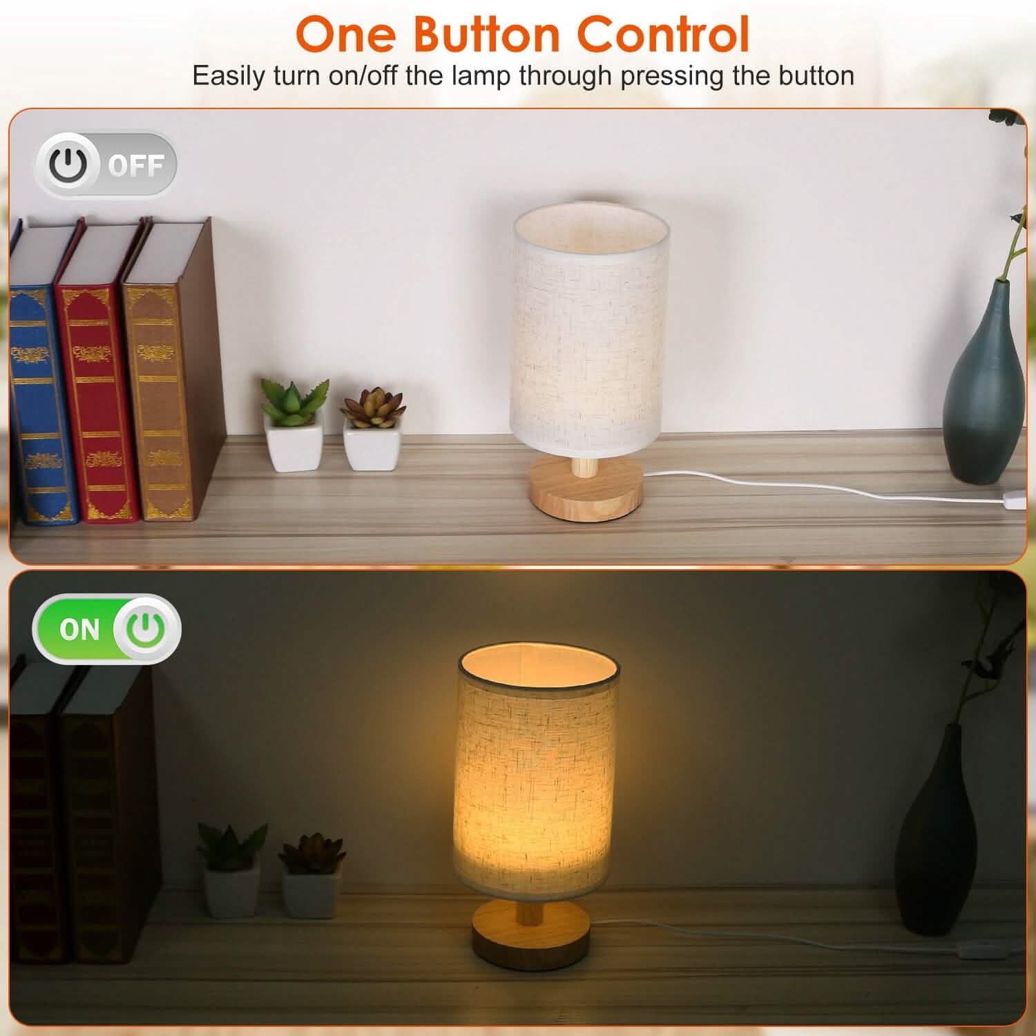 Warm White Nightstand Lamp USB Plug Modern Lantern DailySale