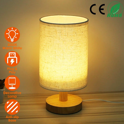 Warm White Nightstand Lamp USB Plug Modern Lantern DailySale