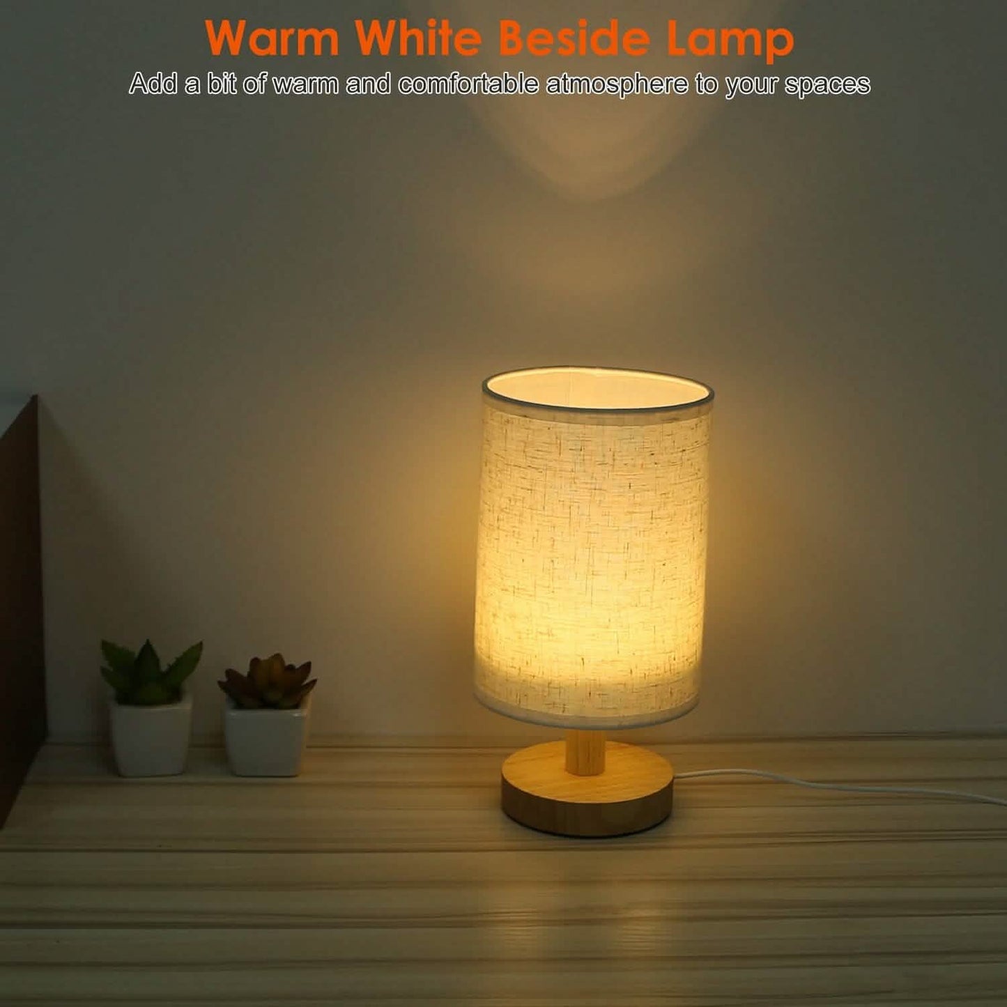 Warm White Nightstand Lamp USB Plug Modern Lantern DailySale