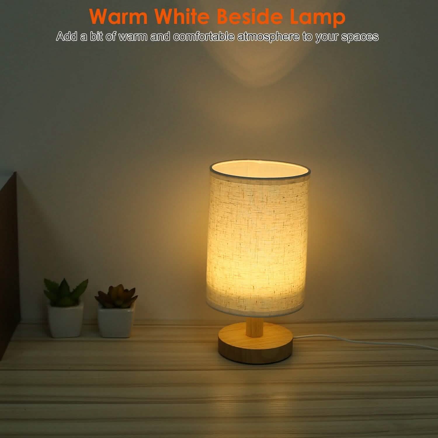 Warm White Nightstand Lamp USB Plug Modern Lantern DailySale