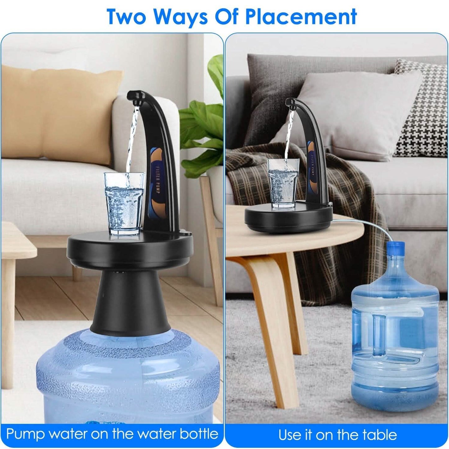 Water Bottle Dispenser USB Rechargeable Mini Water Jug for 1-5 Gallon Water Jugs DailySale