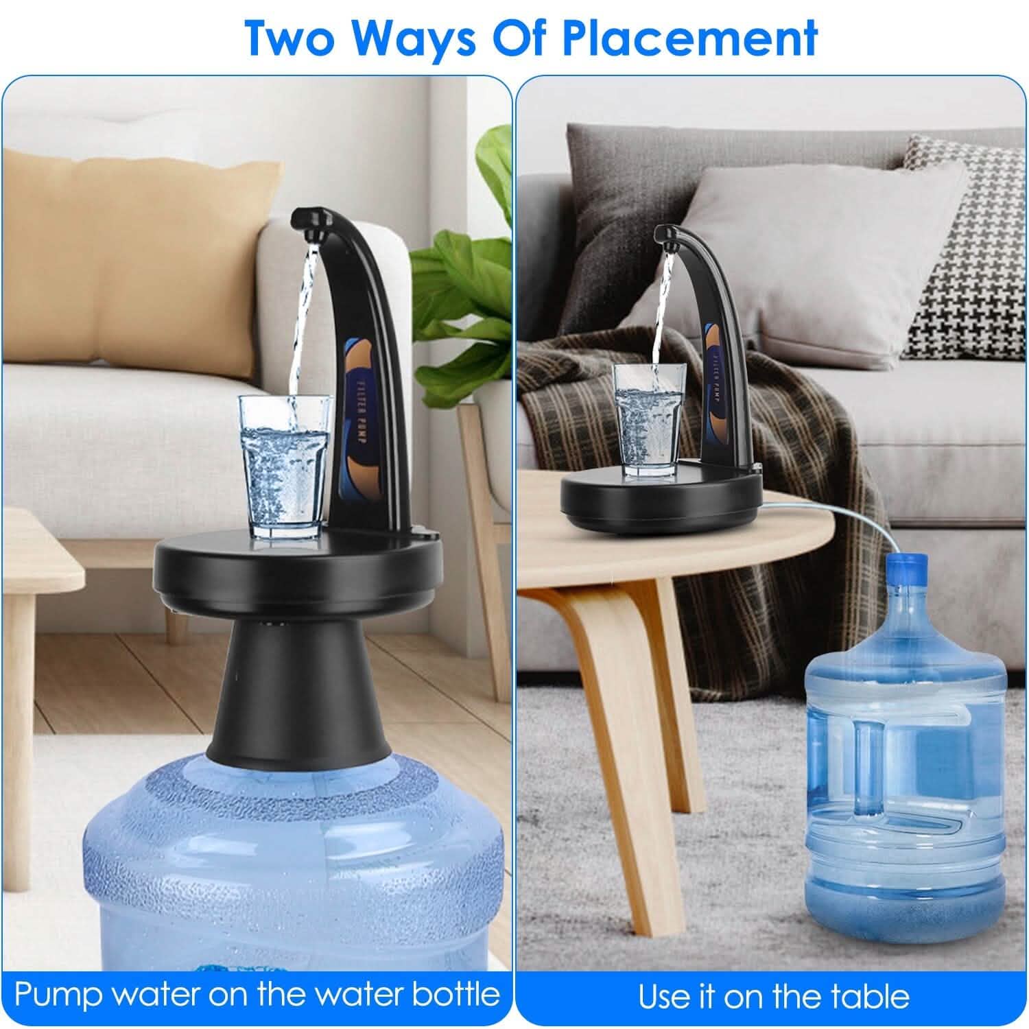 Water Bottle Dispenser USB Rechargeable Mini Water Jug for 1-5 Gallon Water Jugs DailySale