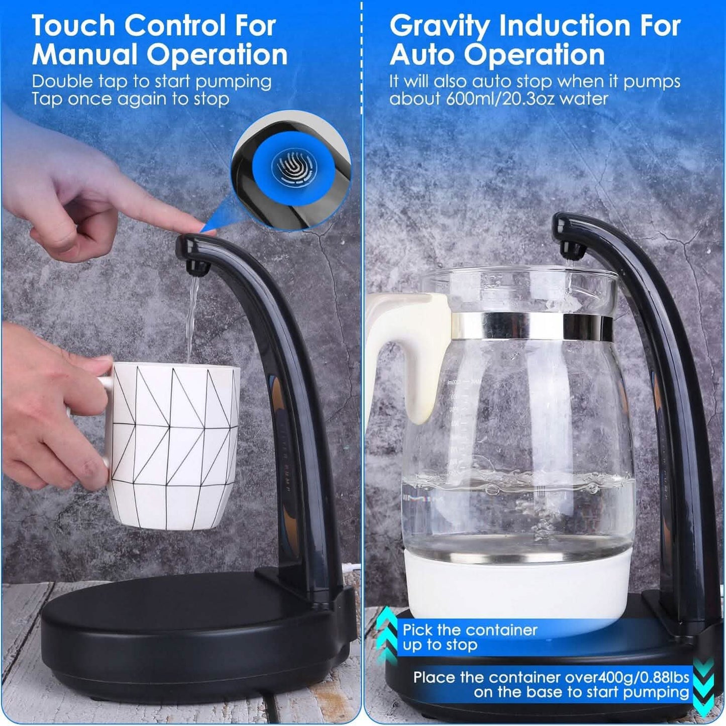 Water Bottle Dispenser USB Rechargeable Mini Water Jug for 1-5 Gallon Water Jugs DailySale