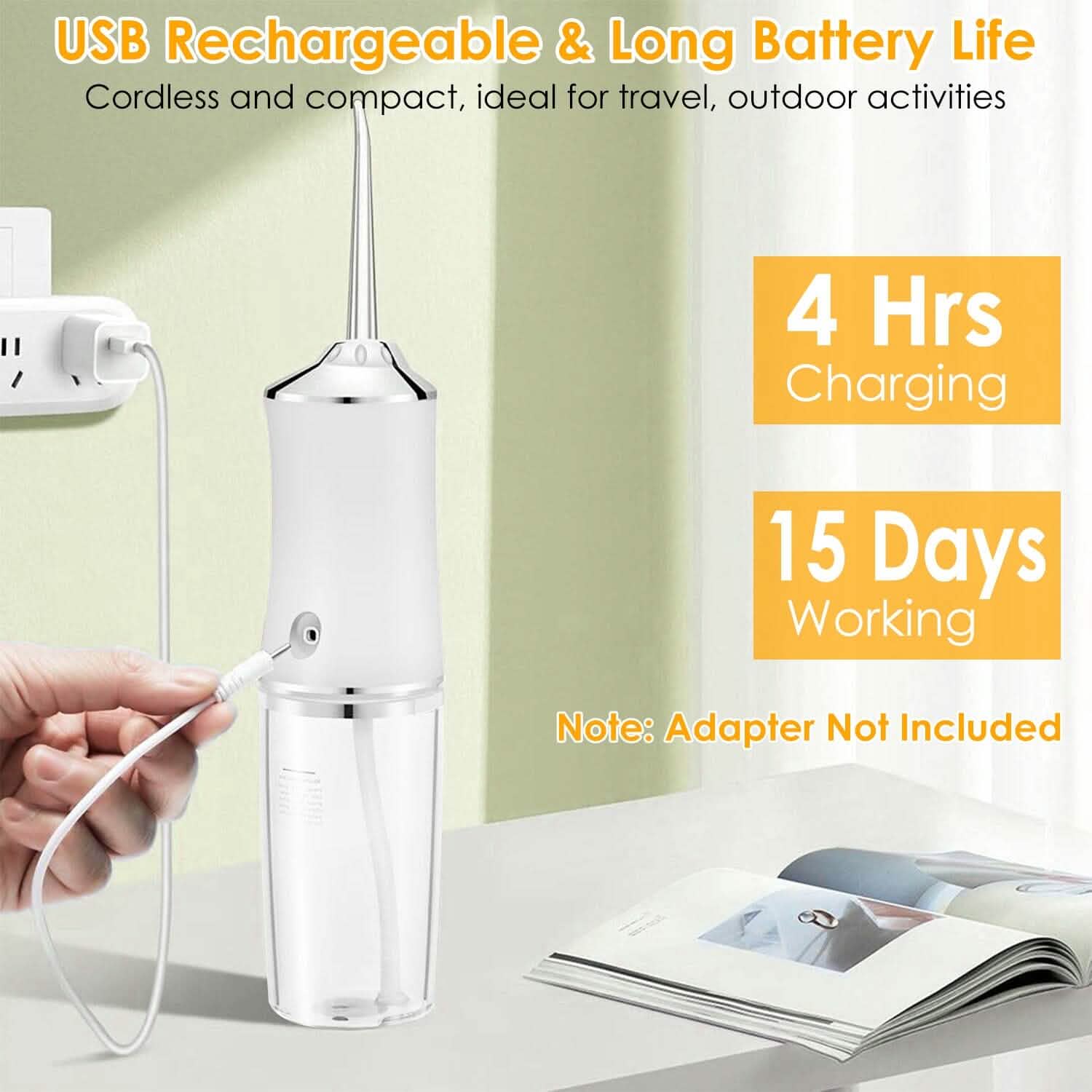 Water Flosser Cordless Dental Oral Irrigator Waterproof Teeth Cleaner DailySale
