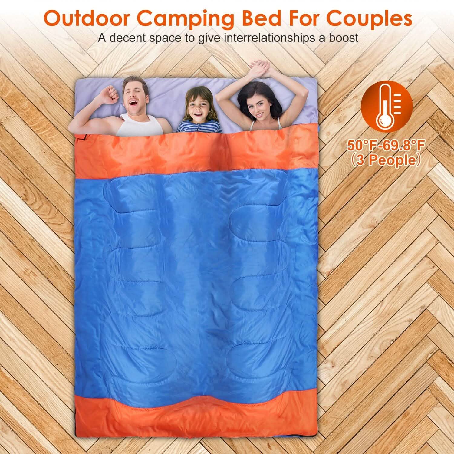 Water Resistant Camping Cotton Liner Sleeping Bag with Sack DailySale