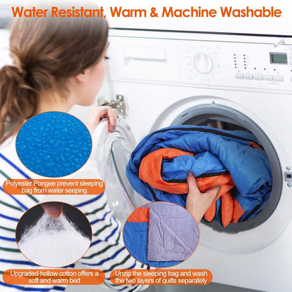 Water Resistant Camping Cotton Liner Sleeping Bag with Sack DailySale
