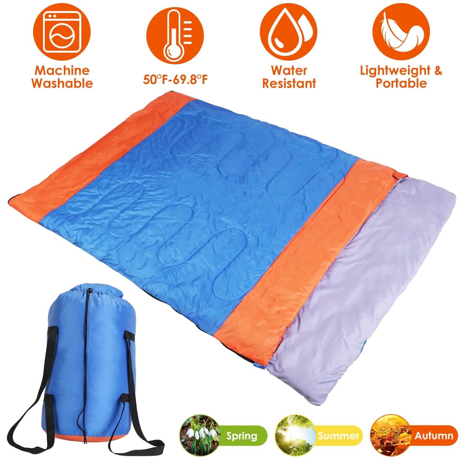 Water Resistant Camping Cotton Liner Sleeping Bag with Sack DailySale