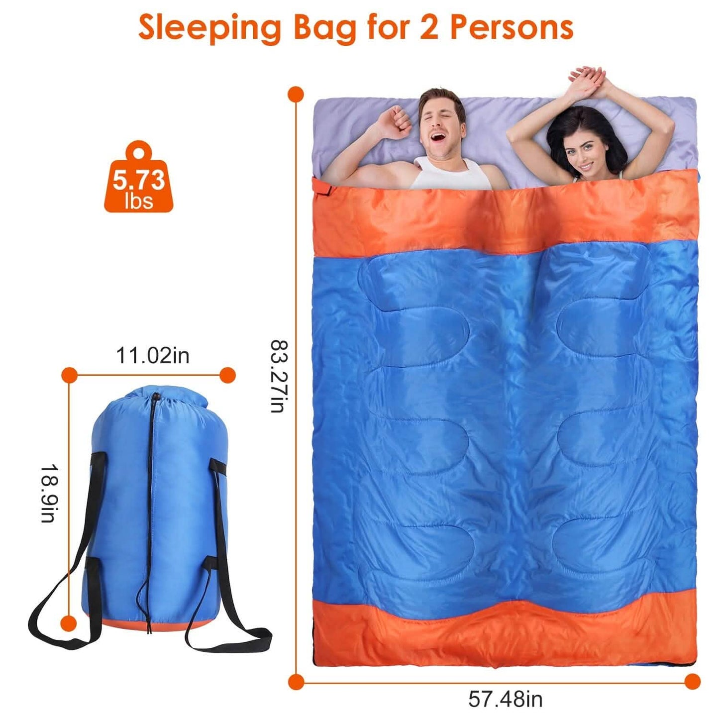 Water Resistant Camping Cotton Liner Sleeping Bag with Sack DailySale