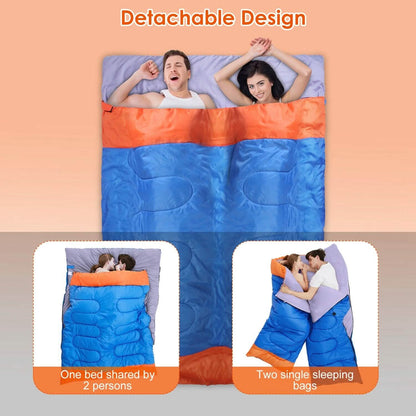 Water Resistant Camping Cotton Liner Sleeping Bag with Sack DailySale