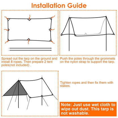 Waterproof Camping Tarp Kit Tent Canopy Awning Portable Rain Fly DailySale