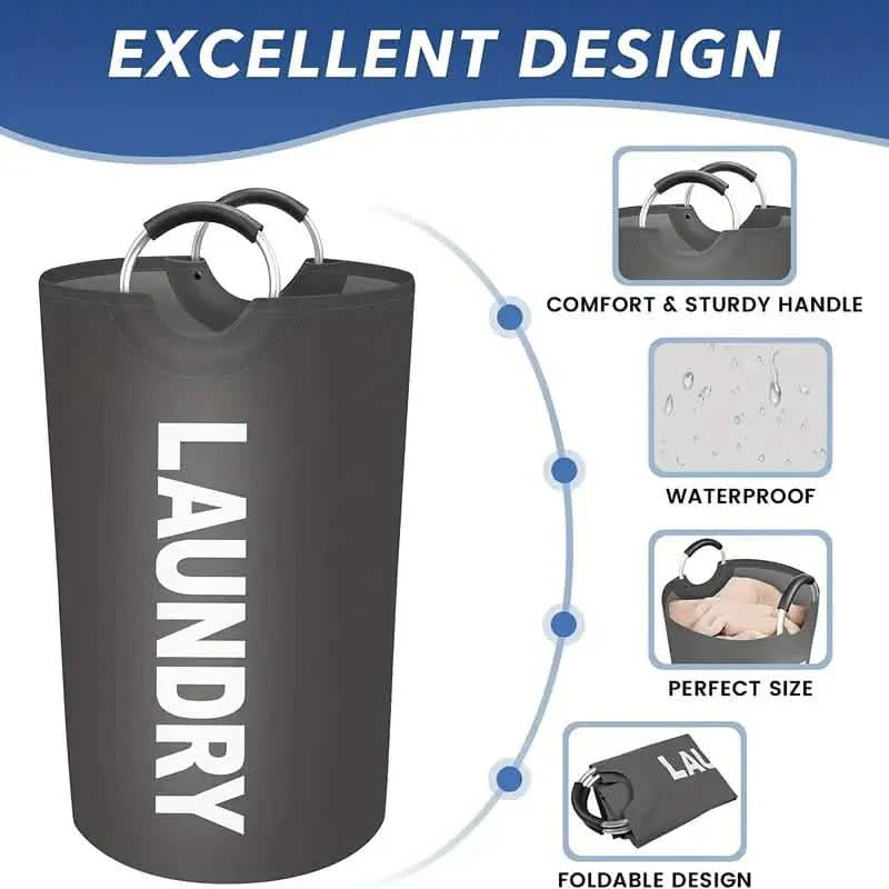 Waterproof Collapsible Clothes Hamper Laundry Basket With Padded Handles DailySale
