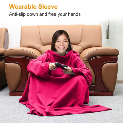 Wearable Fleece Blanket with Sleeves DailySale