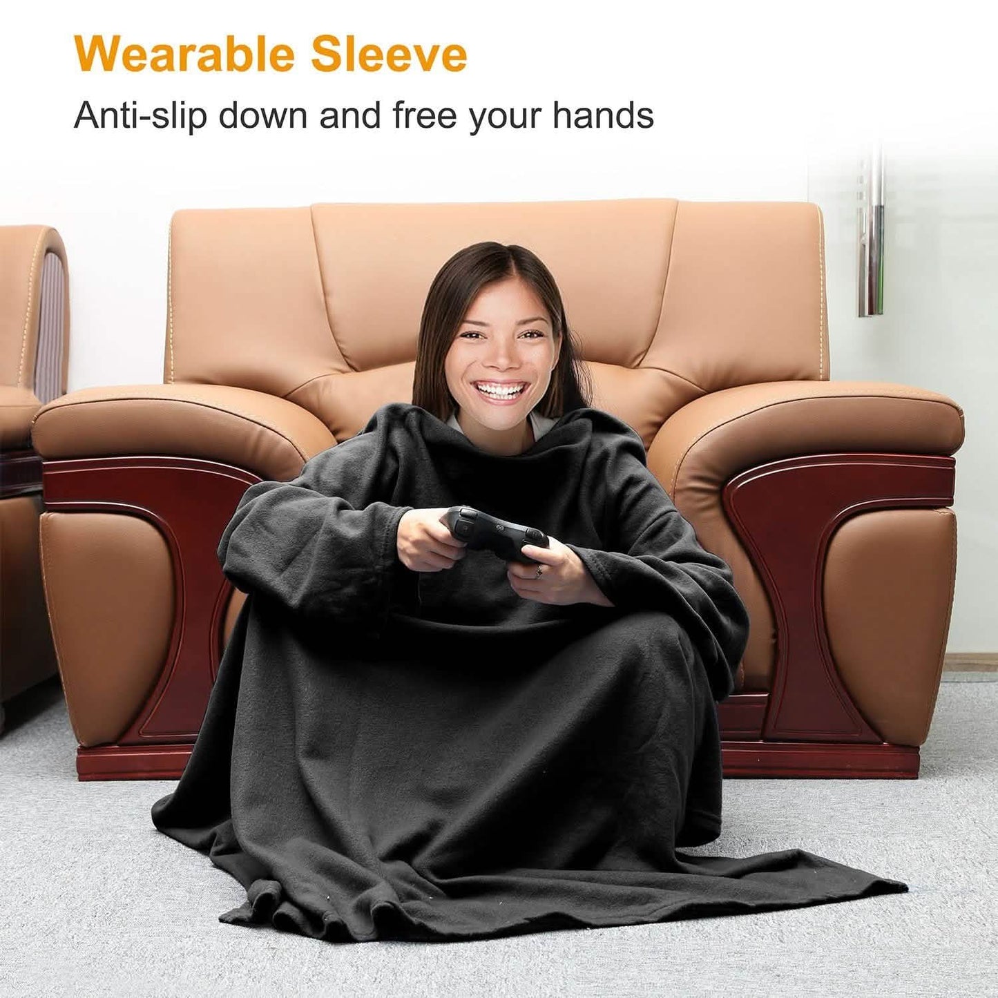 Wearable Fleece Blanket with Sleeves DailySale