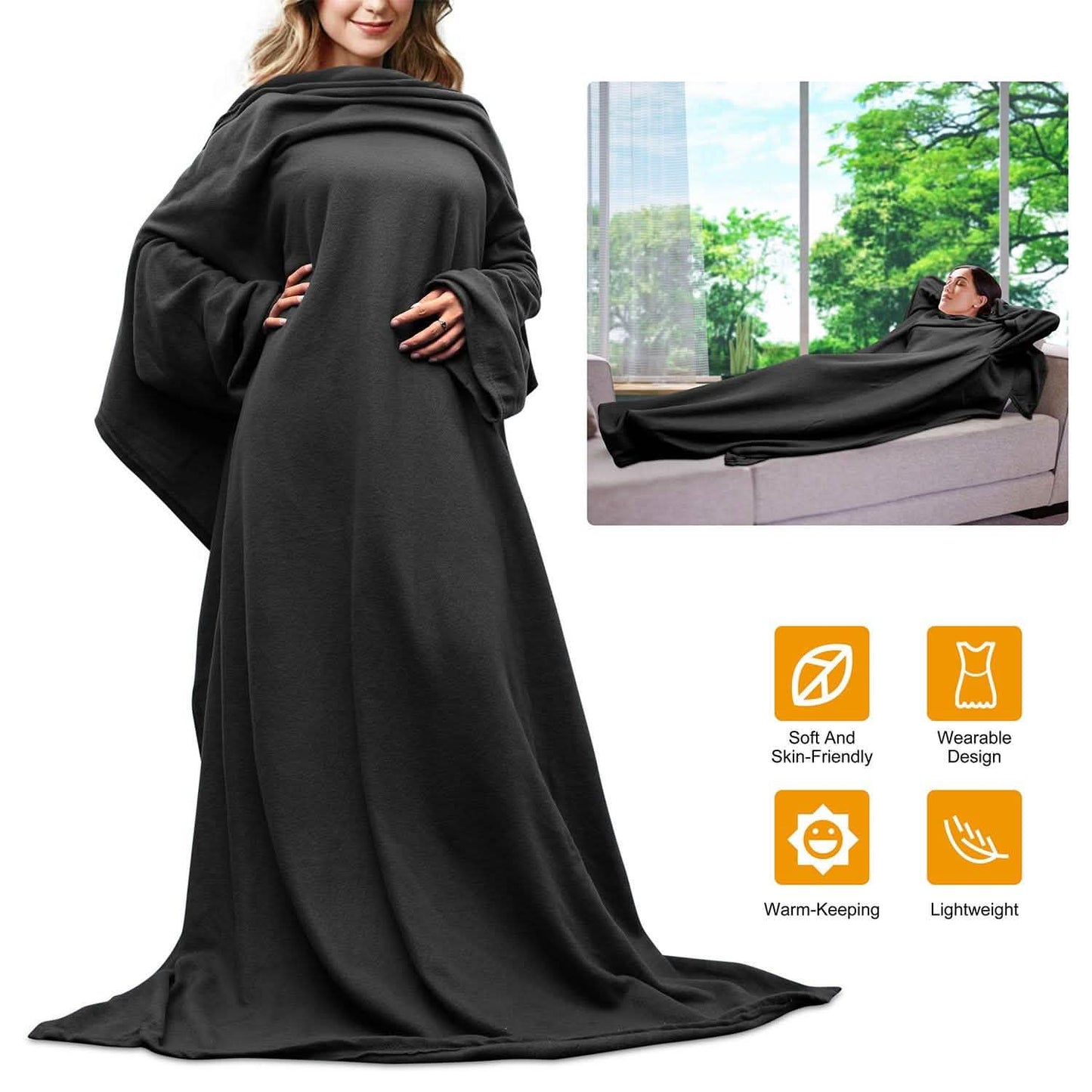 Wearable Fleece Blanket with Sleeves DailySale