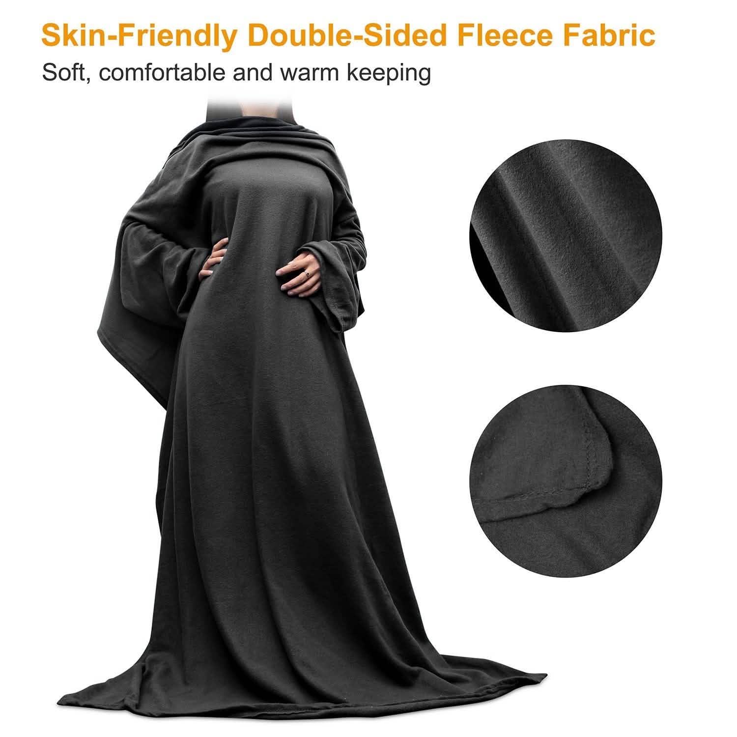 Wearable Fleece Blanket with Sleeves DailySale