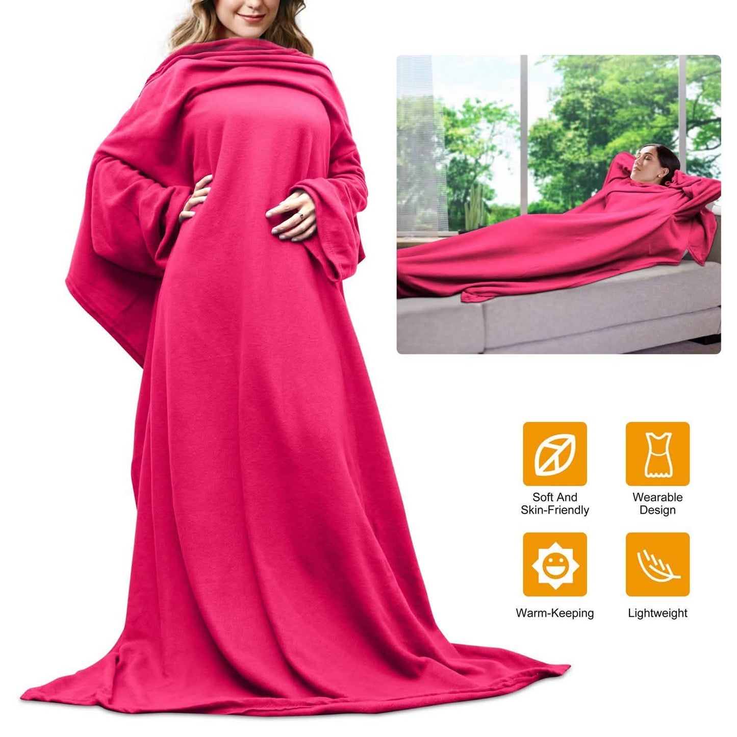 Wearable Fleece Blanket with Sleeves DailySale