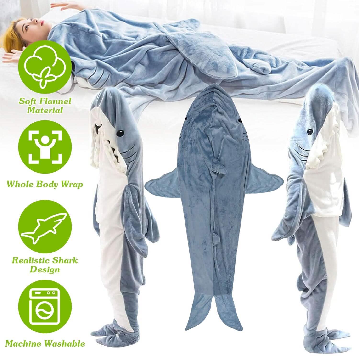 Wearable Shark Sleeping Bag Onezie with Zipper DailySale