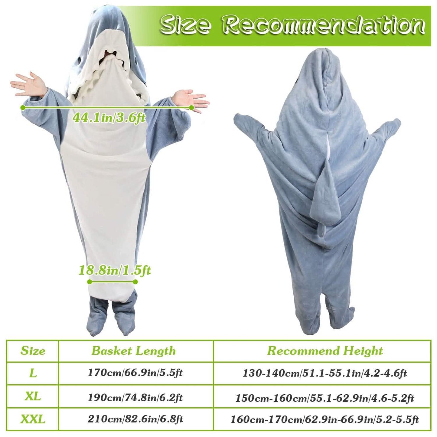 Wearable Shark Sleeping Bag Onezie with Zipper DailySale
