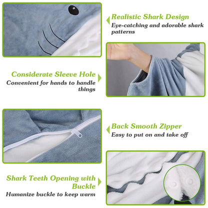 Wearable Shark Sleeping Bag Onezie with Zipper DailySale