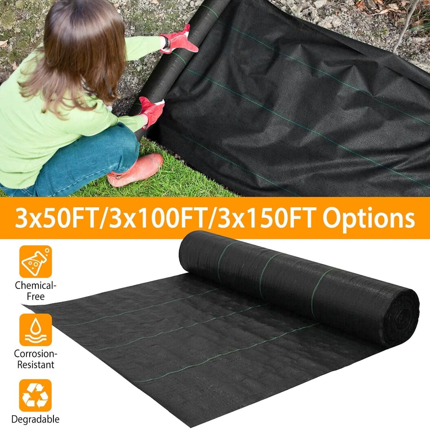 Weed Barrier Landscape Gardening Mat Fabric Woven DailySale