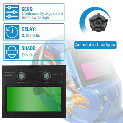 Welding Helmet Solar Powered Auto Darkening Hood with Adjustable Wide Shade DailySale