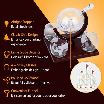 Whiskey Decanter Globe Set DailySale