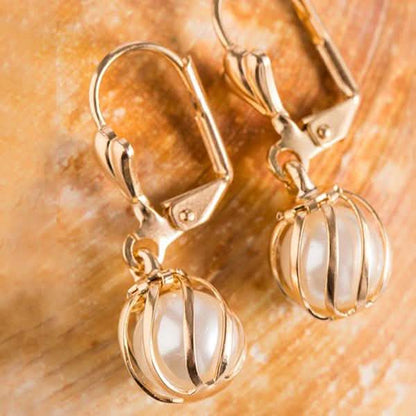 White Cultured Pearl Cage Drop Earrings by Sevil DailySale