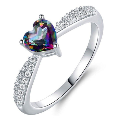 White Gold 3ct Heart-Cut Mystic Topaz Engagement Ring - Assorted Sizes DailySale