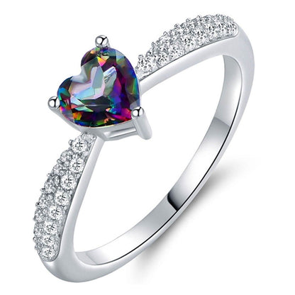 White Gold 3ct Heart-Cut Mystic Topaz Engagement Ring - Assorted Sizes DailySale