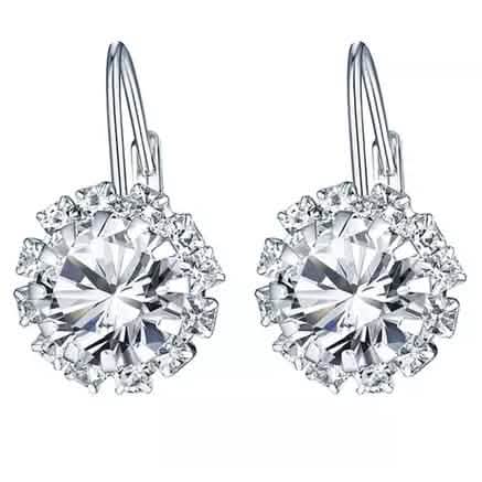 White Gold Huggie Earrings with Swarovski Crystal By Barzel DailySale