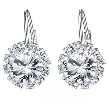 White Gold Huggie Earrings with Swarovski Crystal By Barzel DailySale