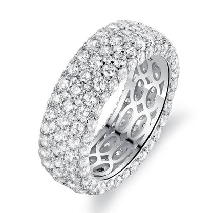 White Gold Plated Five Row Eternity Ring - Assorted Sizes DailySale