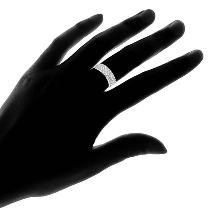 White Gold Plated Five Row Eternity Ring - Assorted Sizes DailySale