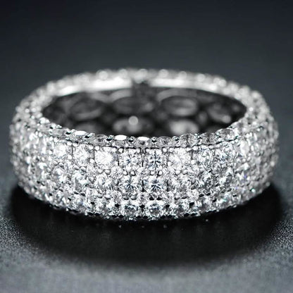 White Gold Plated Five Row Eternity Ring - Assorted Sizes DailySale