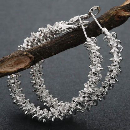 White Gold Roc Hoop Dangle Earrings DailySale