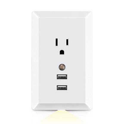 White Light Sensor Dual USB Wall Outlet DailySale