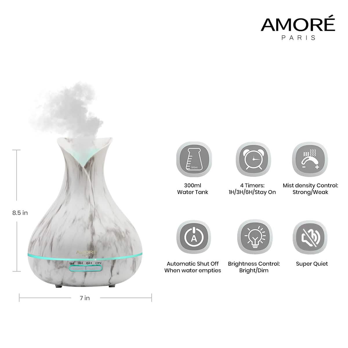 White Marble 300ml Ultrasonic Aroma Diffuser DailySale
