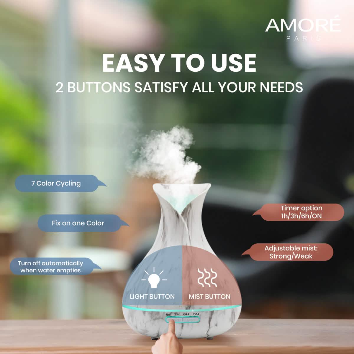 White Marble 300ml Ultrasonic Aroma Diffuser DailySale
