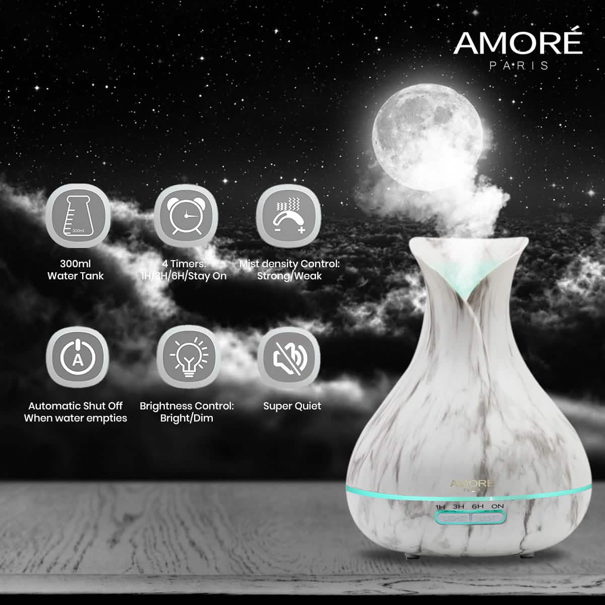 White Marble 300ml Ultrasonic Aroma Diffuser DailySale