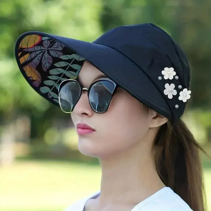Wide Brim Sun Visor Foldable Picnic Hat Beach UV Protection Scallop Cap DailySale