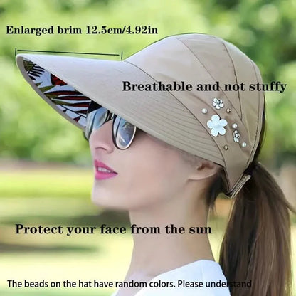 Wide Brim Sun Visor Foldable Picnic Hat Beach UV Protection Scallop Cap DailySale